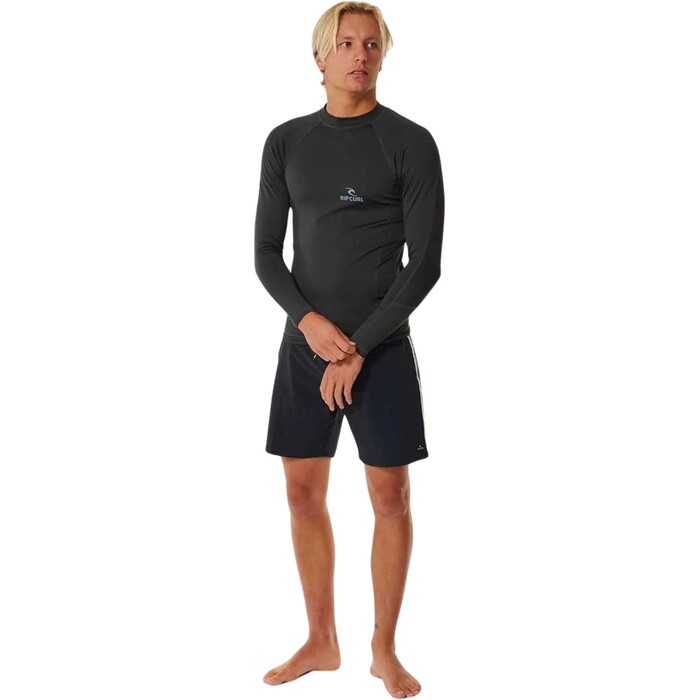 2024 Rip Curl Mens Stack UPF Perf Long Sleeve Rash Vest 148MRV - Washed Black